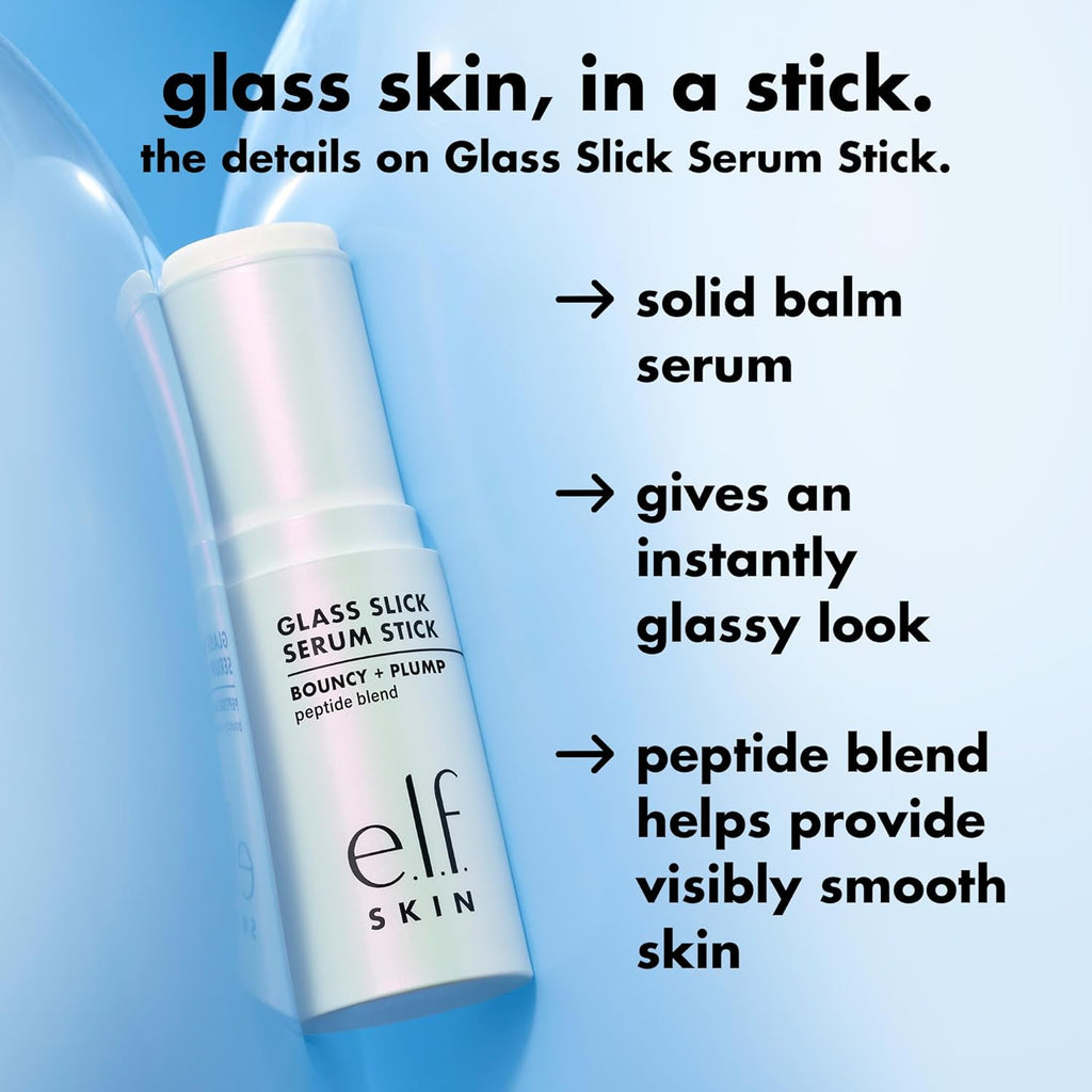 e.l.f. SKIN Glass Slick Serum Stick, Balm Face Serum, Helps Visibly Plump & Smooth Complexion with Nourishing Peptides, Vegan & Cruelty-Free